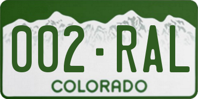 CO license plate 002RAL