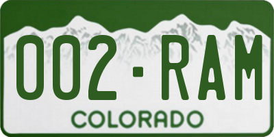 CO license plate 002RAM