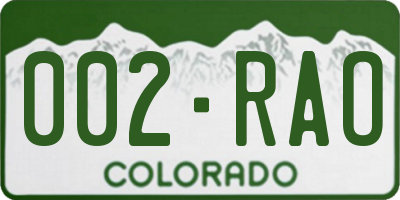 CO license plate 002RAO