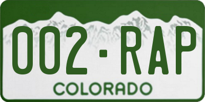 CO license plate 002RAP