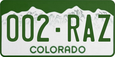 CO license plate 002RAZ