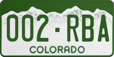 CO license plate 002RBA