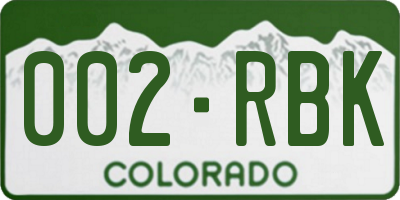 CO license plate 002RBK