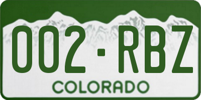 CO license plate 002RBZ