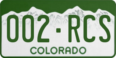 CO license plate 002RCS