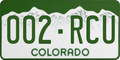 CO license plate 002RCU