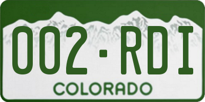 CO license plate 002RDI