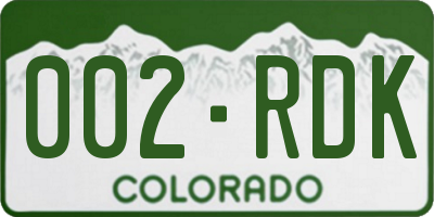 CO license plate 002RDK