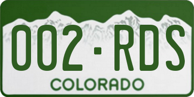 CO license plate 002RDS