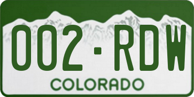 CO license plate 002RDW