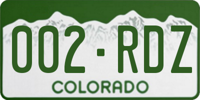 CO license plate 002RDZ