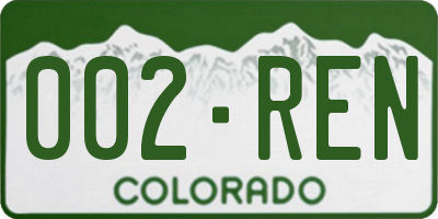 CO license plate 002REN