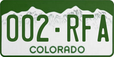 CO license plate 002RFA