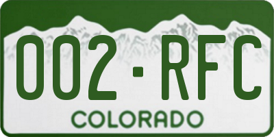 CO license plate 002RFC