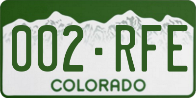 CO license plate 002RFE
