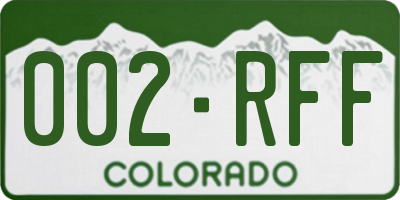 CO license plate 002RFF