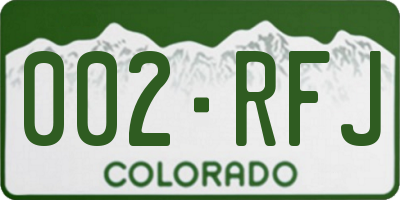 CO license plate 002RFJ
