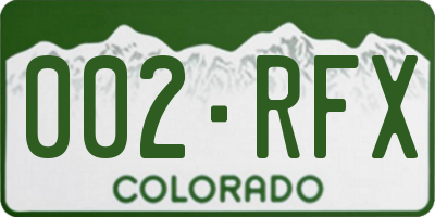 CO license plate 002RFX