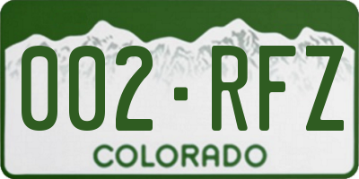 CO license plate 002RFZ