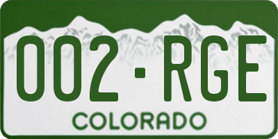 CO license plate 002RGE
