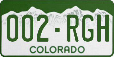 CO license plate 002RGH