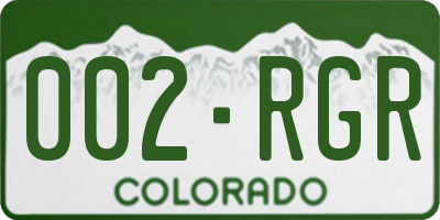CO license plate 002RGR