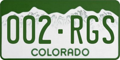CO license plate 002RGS