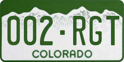 CO license plate 002RGT