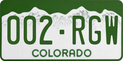 CO license plate 002RGW