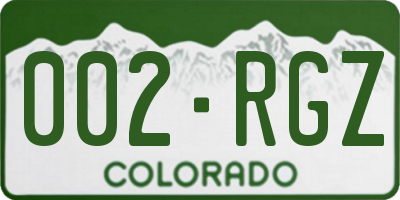 CO license plate 002RGZ