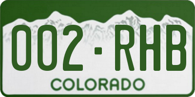 CO license plate 002RHB