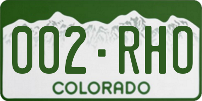 CO license plate 002RHO