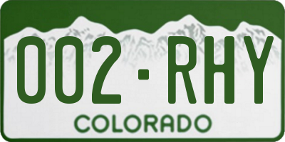 CO license plate 002RHY