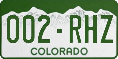 CO license plate 002RHZ