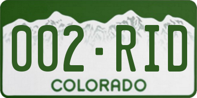 CO license plate 002RID