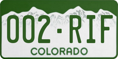CO license plate 002RIF