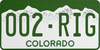 CO license plate 002RIG