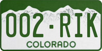 CO license plate 002RIK