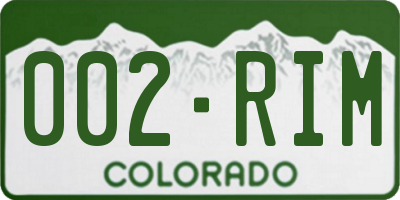 CO license plate 002RIM