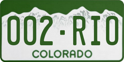 CO license plate 002RIO