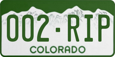 CO license plate 002RIP