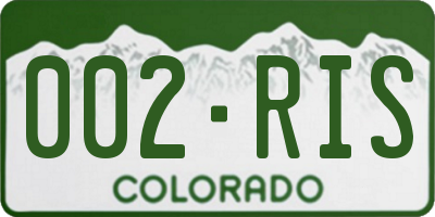 CO license plate 002RIS