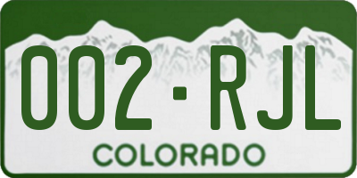 CO license plate 002RJL