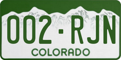 CO license plate 002RJN