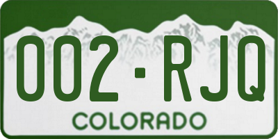CO license plate 002RJQ