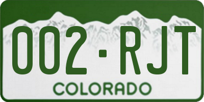 CO license plate 002RJT
