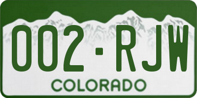 CO license plate 002RJW