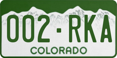 CO license plate 002RKA