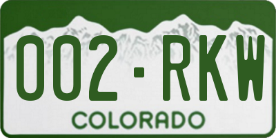 CO license plate 002RKW