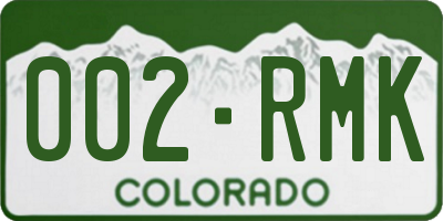 CO license plate 002RMK